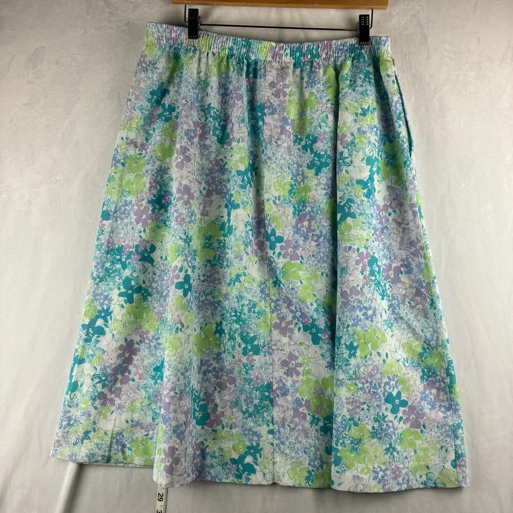 Vintage Folio Pull On A-Line Floral Skirt Womens 36 Cottagecore Romantic Garden